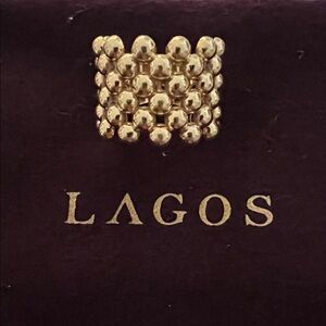 LAGOS 18K Gold Beaded Wide Beaded size 7 Statement Ring